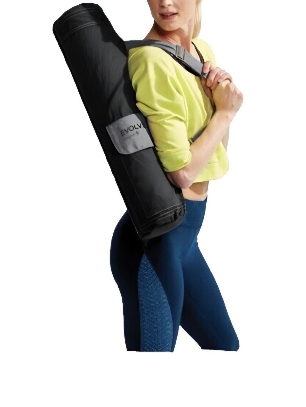 Evolve by Gaiam black yoga mat bag with shoulder strap